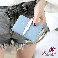 【iSPurple】雨傘印花*抽帶多格證件卡片短夾 水藍