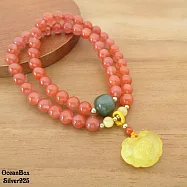 南紅瑪瑙碧玉墜天然蜜蠟如意福字S925純銀手鍊.彈性手鍊《附贈禮盒》