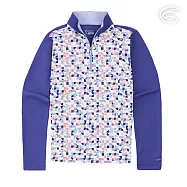 ADISI 女UPF50+印花防曬抑菌半門襟長袖排汗衣AL2211029 (S-2XL) / 吸濕排汗 彈性 抗紫外線 大和抗菌 防臭加工 XL 紫半圓幾何