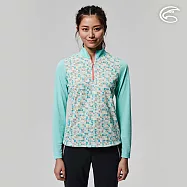 ADISI 女UPF50+印花防曬抑菌半門襟長袖排汗衣AL2211029 (S-2XL) / 吸濕排汗 彈性 抗紫外線 大和抗菌 防臭加工 S 藍半圓幾何