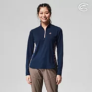 ADISI 女UPF50+防曬抑菌半門襟長袖排汗衣AL2211030 (S-2XL) / 吸濕排汗 彈性 抗紫外線 大和抗菌 防臭加工 S 黛藍