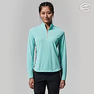 ADISI 女UPF50+防曬抑菌半門襟長袖排汗衣AL2211030 (S-2XL) / 吸濕排汗 彈性 抗紫外線 大和抗菌 防臭加工 M 冰藍