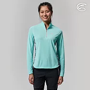 ADISI 女UPF50+防曬抑菌半門襟長袖排汗衣AL2211030 (S-2XL) / 吸濕排汗 彈性 抗紫外線 大和抗菌 防臭加工 L 冰藍