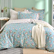 義大利La Belle《花又開好了》加大純棉防蹣抗菌吸濕排汗兩用被床包組