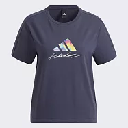 Adidas Ust Tee [HF0013] 女 短袖 上衣 T恤 運動 休閒 棉質 舒適 彩虹 愛迪達 深藍 S 深藍/白