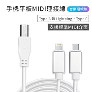 手機平板MIDI連接線 電子琴音樂編輯線 (Type B 轉 Lightning + Type C )蘋果 / 安卓通用