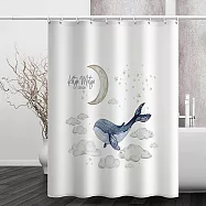 【巴芙洛】文創色彩防水防霉加厚浴簾/拉簾/隔簾 月夜藍鯨