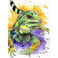 【玲廊滿藝】宮原千佳子(Chika)-綠蜥蜴就是恐龍吧?18x13cm