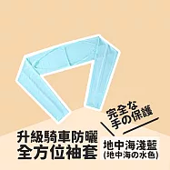 【DR.Story】日式好評嚴選機車單車全包式防曬袖套 (機車 摩托車 袖套 防曬袖套 防曬) 地中海淺藍