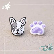 【伊飾童話】法鬥狗爪*動物風不對稱耳環 紫