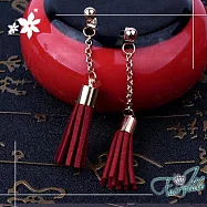 【伊飾童話】麂皮流蘇*搖曳針式耳環 紅