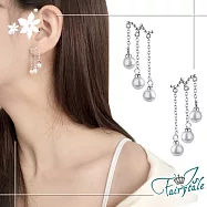 【伊飾童話】三層珍珠*銅電鍍銀流蘇耳環