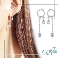 【伊飾童話】水鑽圈圈*銅電鍍銀流蘇耳環