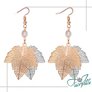 【伊飾童話】雙色楓葉*漸層流蘇珍珠耳環 金銀