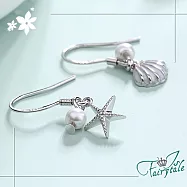 【伊飾童話】海星貝殼*珍珠不對襯銅電鍍耳環