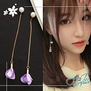 【伊飾童話】蕩漾花開*珍珠流蘇兩搭耳環 紫