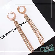 【伊飾童話】雨月圈圈*鈦鋼玫瑰金流蘇垂墜耳環