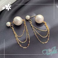 【伊飾童話】流蘇珍珠*垂墜風兩面穿搭S925銀針耳環