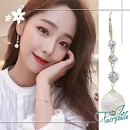 【伊飾童話】高雅珍珠*水鑽垂墜925銀針耳環