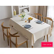 【巴芙洛】純色棉麻防水防油桌布-135X135cm 棉麻奶白色