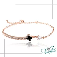 【伊飾童話】黑四葉草*玫瑰金水鑽環狀手鍊