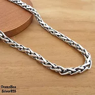 24吋60cm。編織厚度925純銀單鍊.中長項鍊.男生單戴鍊《附贈禮盒》