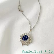 Wanderlust+Co 澳洲品牌 鑲鑽星辰月亮項鍊 銀色光芒深藍色項鍊 Moonlit Navy