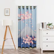 【巴芙洛】新款式北歐系列打孔穿桿式拉簾寬150x長200cm 富士山櫻花+送桿子