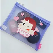 (2入)日本不二家 PEKO 旅行包 收納袋 文件袋 資料袋 筆袋 化妝包 耐磨 網格拉鍊袋 小+小(顏色隨機)