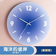 【DR.Story】北歐海洋追日時尚靜音玻璃時鐘 (靜音時鐘 網紅時鐘 夕陽時鐘) 海洋的彼岸(數字款)非常にかすんでいる海