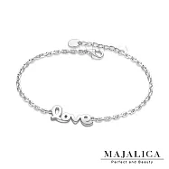Majalica925純銀手鍊英文草寫LOVE女款銀手鏈通體925銀生日聖誕情人祝福送禮推薦銀飾品牌 PH9007 17 銀色