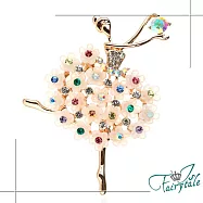 【伊飾童話】舞動花裙*少女舞者水鑽胸針 彩色