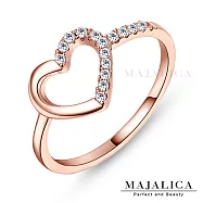 Majalica戒指尾戒愛心925純銀戒指女戒 精鍍正白K/玫瑰金 單個價格 PR4006 3 玫金色美國圍3號