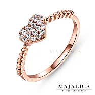 Majalica戒指尾戒滿鑽小愛心925純銀戒指女戒 精鍍正白K/玫瑰金 單個價格 PR4007 3 玫金色美國圍3號