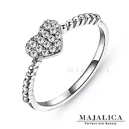 Majalica戒指尾戒滿鑽小愛心925純銀戒指女戒 精鍍正白K/玫瑰金 單個價格 PR4007 3 銀色美國圍3號