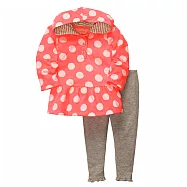 Carter’s 粉嫩圓點洋裝+褲子2件組-粉桔白 9 M