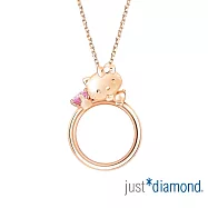 【Just Diamond】Hello Kitty甜蜜寶貝 18K玫瑰金粉寶石項鍊