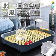 北歐風撞色雙層瀝水托盤 瀝水盤 茶具托盤 甜點托盤 杯子瀝水 餐具瀝水