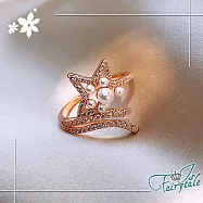 【伊飾童話】五角流星*玫瑰金珍珠開口戒指