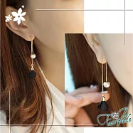 【伊飾童話】蕩漾花開*珍珠流蘇兩搭耳環 黑