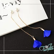 【伊飾童話】蕩漾花開*珍珠流蘇兩搭耳環 深藍