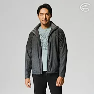 ADISI 男天鵝絨超撥水抗風保暖可拆帽外套AJ2121026 (M-2XL) / 防潑水 防風 磨毛 保暖 排汗 快乾 M 灰圖騰