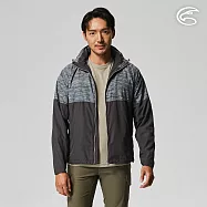 ADISI 男超撥水抗風尼網可拆帽外套AJ2121070 (M-2XL) / 防潑水 防風 網布內裡 排汗 快乾 L 幾何圖深灰