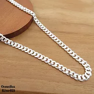 具份量40g。6mm寬52cm。串鎖扁鍊S990足銀項鍊.男生單戴鍊《附贈禮盒》
