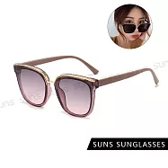 【SUNS】韓版金邊墨鏡 ins韓妞必備款眼鏡 大框顯小臉 抗UV400 S06 淡紫粉