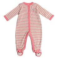 Carter’s小熊刺繡橫條紋長袖連身包屁衣 6M