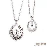 J&rsquo;code真愛密碼銀飾 射手座守護-橄欖葉純銀成對墜子 送白鋼項鍊