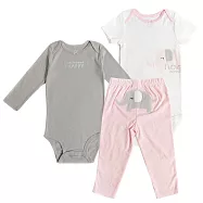 Carter&rsquo;s大象短袖+長袖包屁衣+長褲套3件組 9M