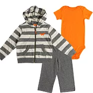 Carter&rsquo;s小狐狸橫條紋連帽外套+短袖包屁衣+長褲3件組 18M