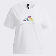 Adidas Ust Tee [HF0011] 女 短袖 上衣 T恤 運動 休閒 棉質 舒適 彩虹 愛迪達 白